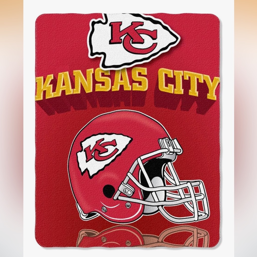 NFL Kansas City Chiefs Gridiron Fleece Throw, 50-inches x 60-inches